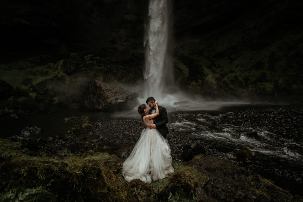 kvernufoss waterfall wedding in iceland