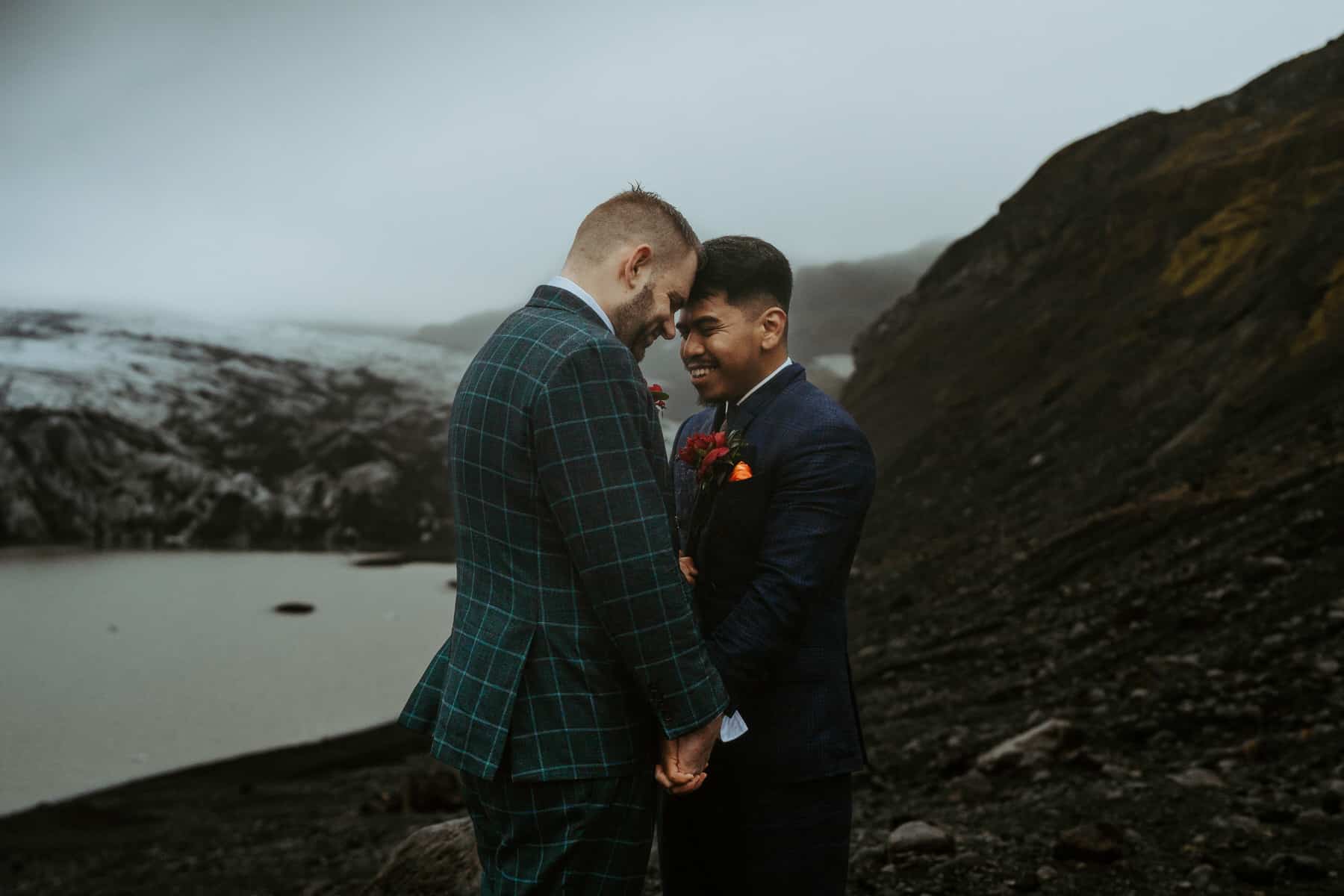 gay couple eloping at a glacier in iceland