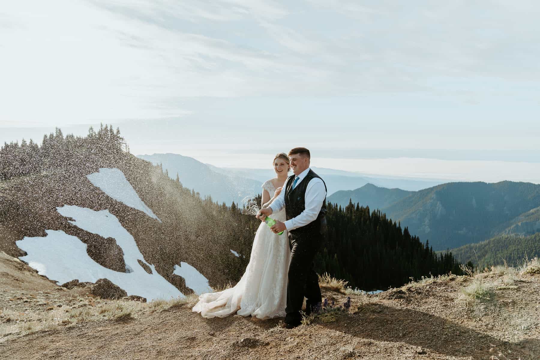 couple eloping on mountain